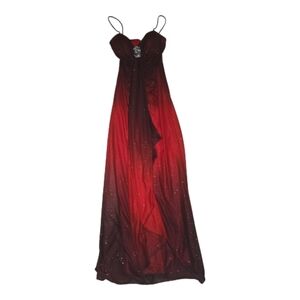 Vintage Reign On Ombre Vibrant Red Prom Dress